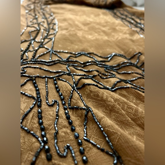 Free People Love Story Party Boho Dress – Brown/Gold Metallic Beaded – Small - Picture 8 of 16